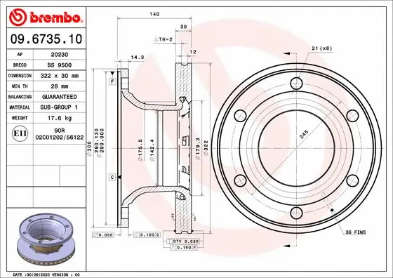 09.6735.10 BREMBO Тормозной диск (фото 1)