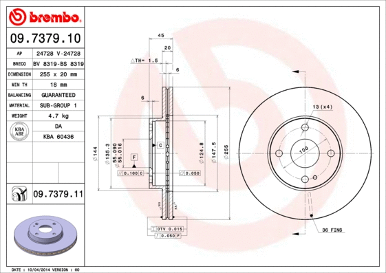 09.7379.10 BREMBO Тормозной диск (фото 1)