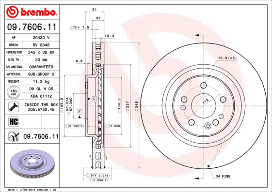 09.7606.11 BREMBO Тормозной диск (фото 1)