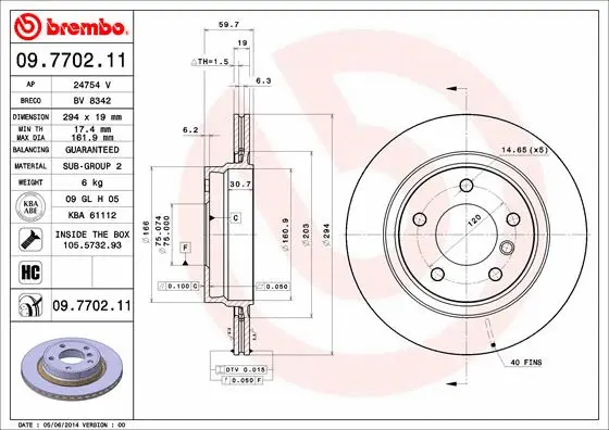 09.7702.11 BREMBO Тормозной диск (фото 1)