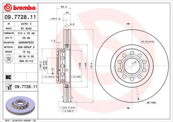 09.7728.11 BREMBO Тормозной диск (фото 1)