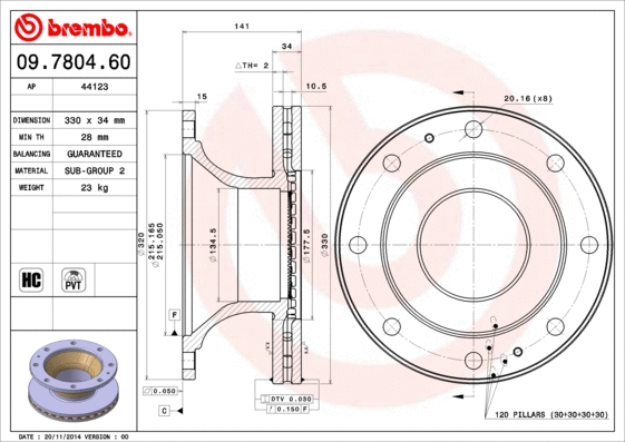 09.7804.60 BREMBO Тормозной диск (фото 1)