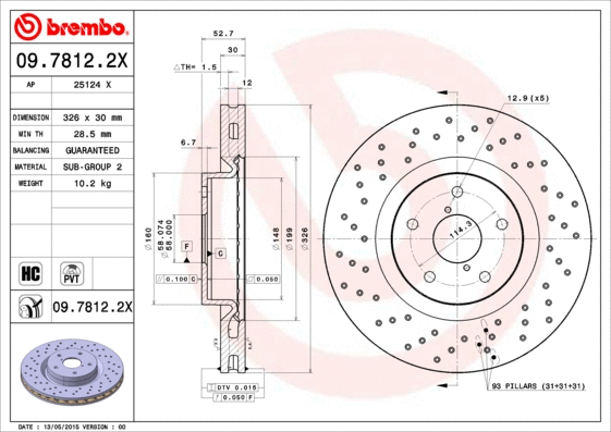 09.7812.2X BREMBO Тормозной диск (фото 1)