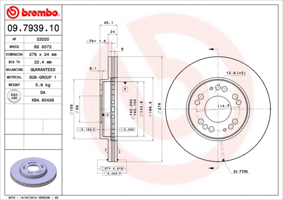 09.7939.10 BREMBO Тормозной диск (фото 1)