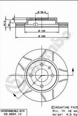 09.8894.75 BREMBO Тормозной диск (фото 1)