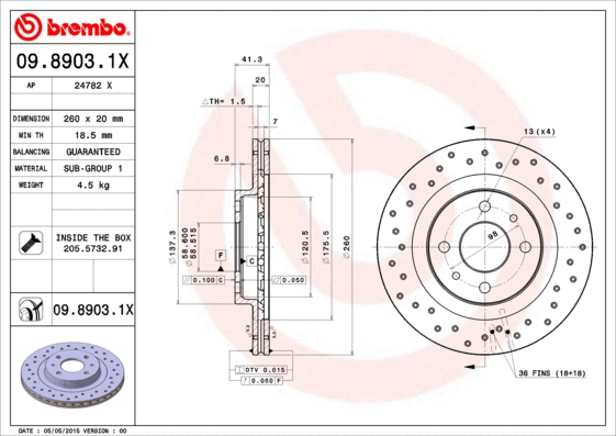 09.8903.1X BREMBO Тормозной диск (фото 1)