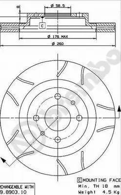 09.8903.75 BREMBO Тормозной диск (фото 1)