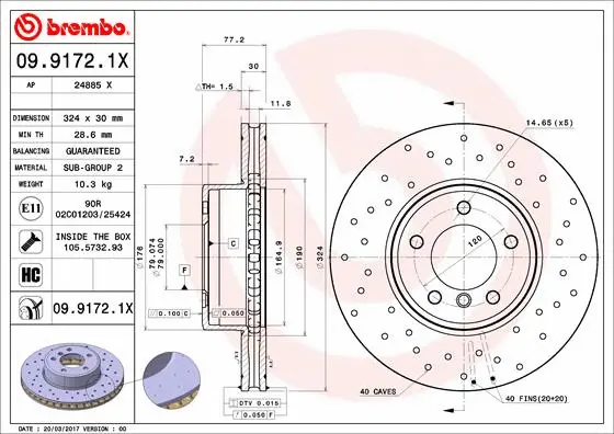 09.9172.1X BREMBO Тормозной диск (фото 1)