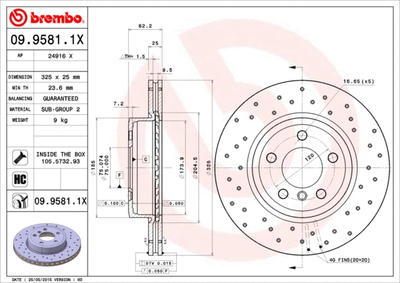 09.9581.1X BREMBO Тормозной диск (фото 1)