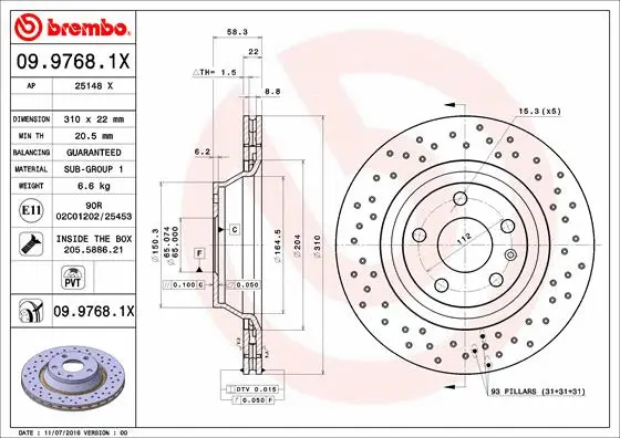 09.9768.1X BREMBO Тормозной диск (фото 1)