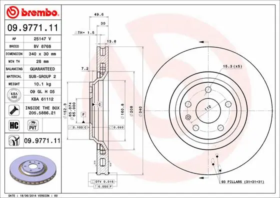 09.9771.11 BREMBO Тормозной диск (фото 1)