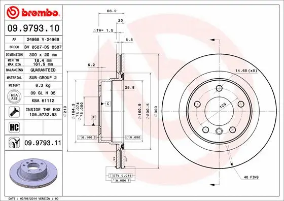 09.9793.11 BREMBO Тормозной диск (фото 1)