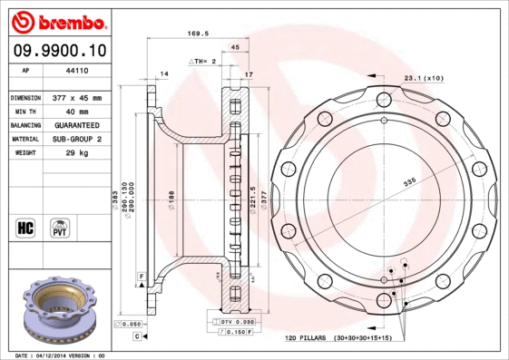 09.9900.10 BREMBO Тормозной диск (фото 1)