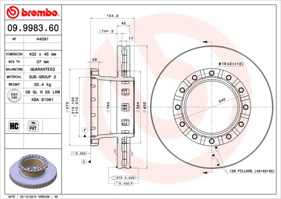 09.9983.60 BREMBO Тормозной диск (фото 1)