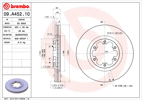 09.A452.10 BREMBO Тормозной диск (фото 1)