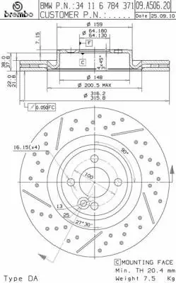 09.A506.21 BREMBO Тормозной диск (фото 1)