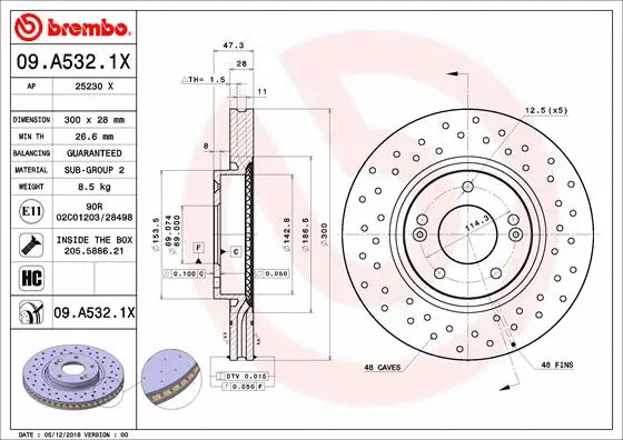 09.A532.1X BREMBO Тормозной диск (фото 1)