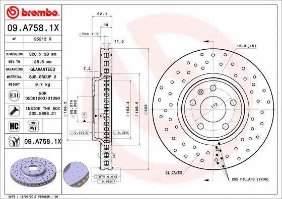 09.A758.1X BREMBO Тормозной диск (фото 1)