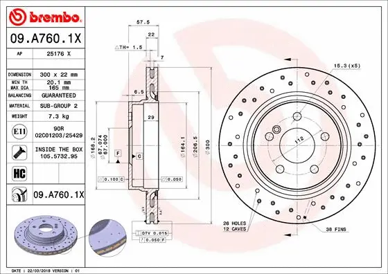 09.A760.1X BREMBO Тормозной диск (фото 1)