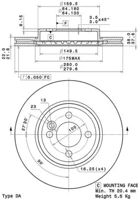 09.A761.10 BREMBO Тормозной диск (фото 1)