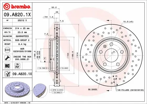 09.A820.1X BREMBO Тормозной диск (фото 1)