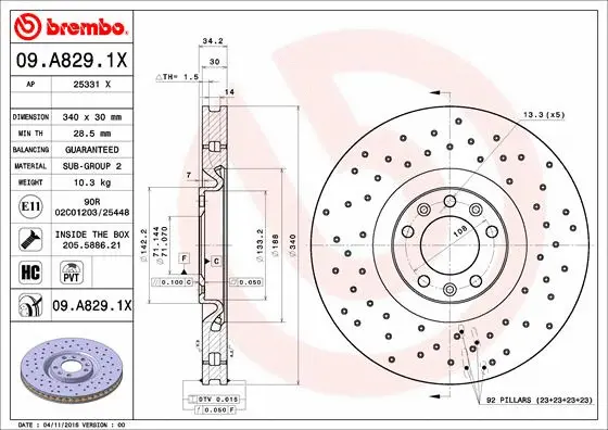 09.A829.1X BREMBO Тормозной диск (фото 1)