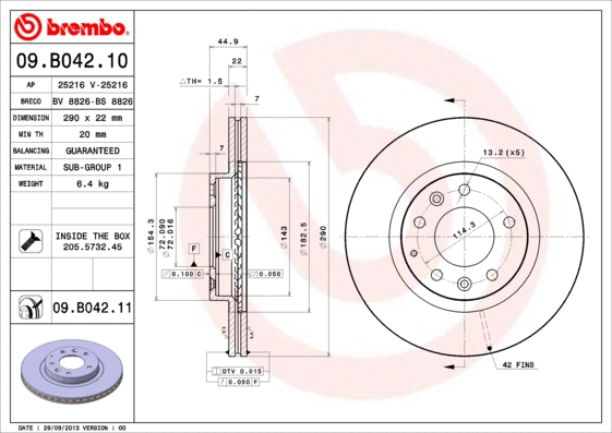 09.B042.10 BREMBO Тормозной диск (фото 1)