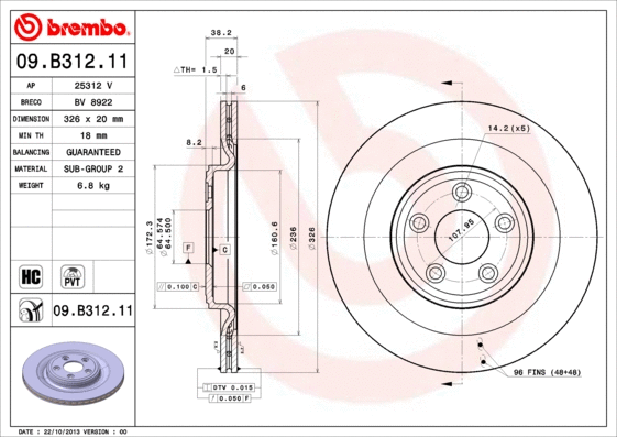 09.B312.11 BREMBO Тормозной диск (фото 1)