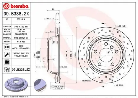 09.B338.2X BREMBO Тормозной диск (фото 1)