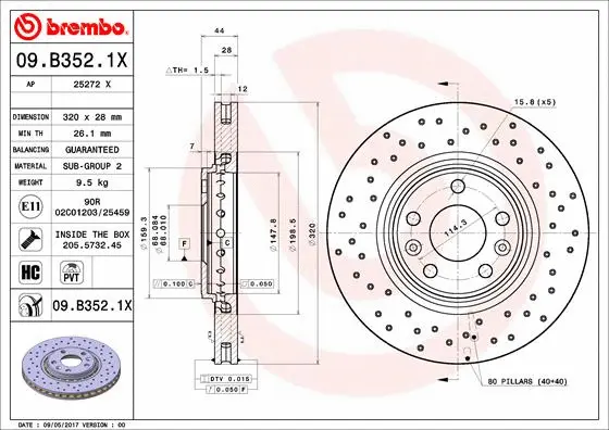 09.B352.1X BREMBO Тормозной диск (фото 1)