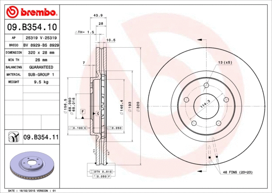 09.B354.11 BREMBO Тормозной диск (фото 1)