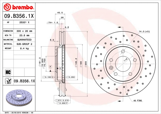 09.B356.1X BREMBO Тормозной диск (фото 1)