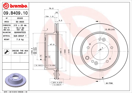 09.B409.10 BREMBO Тормозной диск (фото 1)