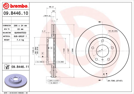 09.B446.11 BREMBO Тормозной диск (фото 1)