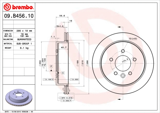 09.B456.10 BREMBO Тормозной диск (фото 1)