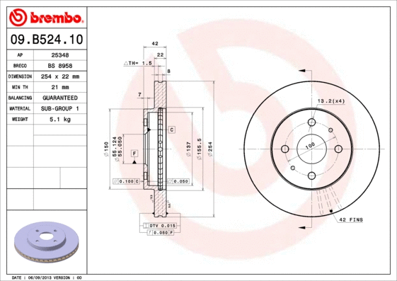 09.B524.10 BREMBO Тормозной диск (фото 1)