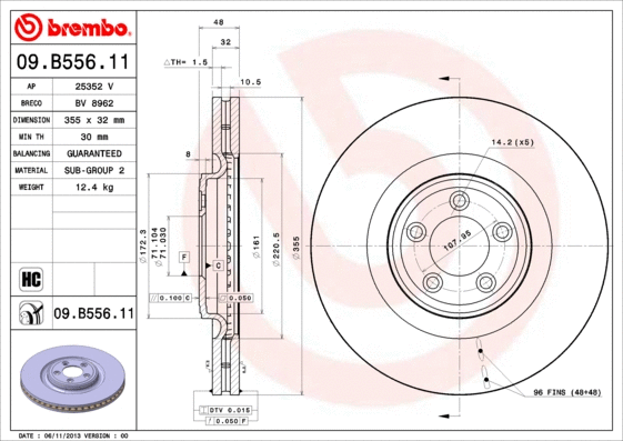 09.B556.11 BREMBO Тормозной диск (фото 1)