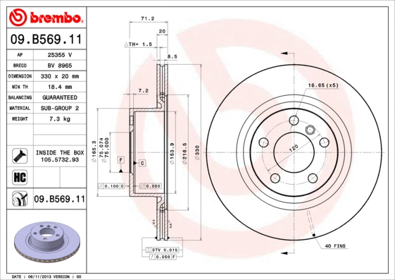 09.B569.11 BREMBO Тормозной диск (фото 1)
