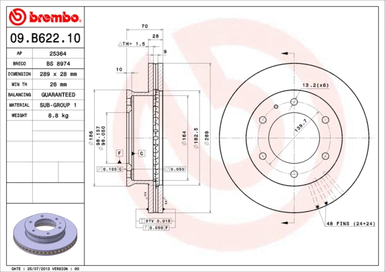 09.B622.10 BREMBO Тормозной диск (фото 1)