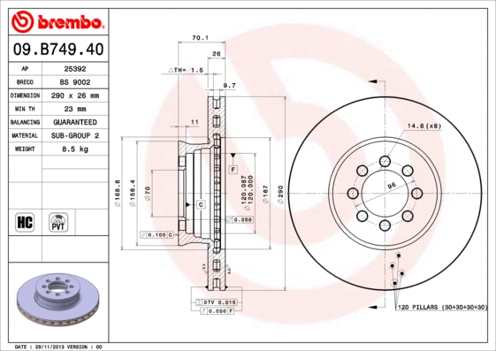 09.B749.40 BREMBO Тормозной диск (фото 1)