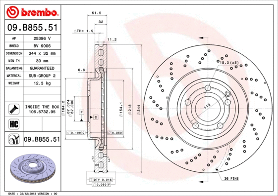 09.B855.51 BREMBO Тормозной диск (фото 1)