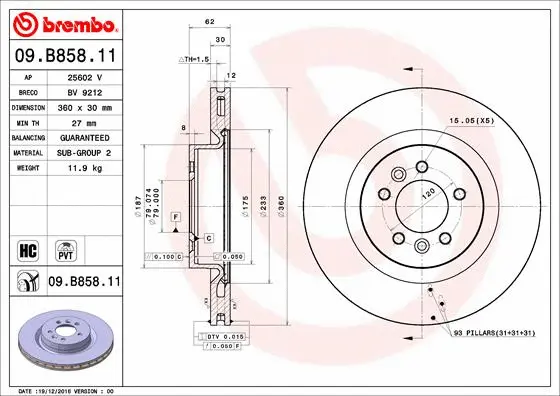 09.B858.11 BREMBO Тормозной диск (фото 1)