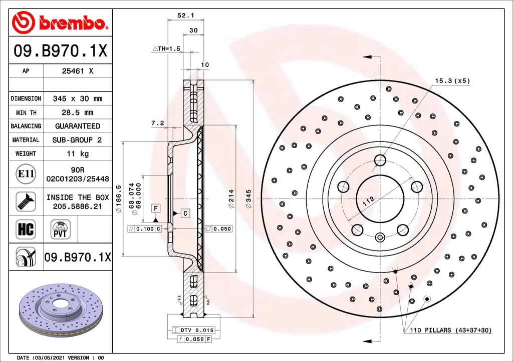 09.B970.1X BREMBO Тормозной диск (фото 1)