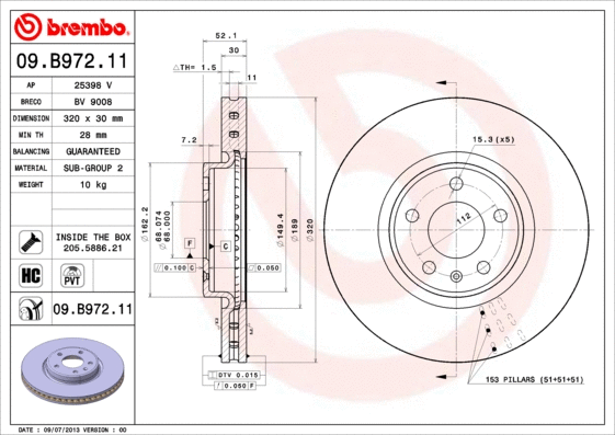 09.B972.11 BREMBO Тормозной диск (фото 1)
