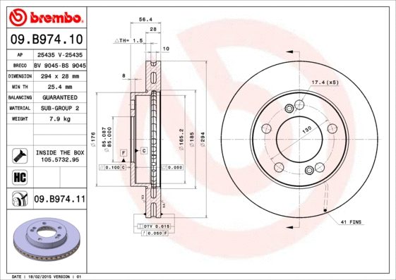 09.B974.10 BREMBO Тормозной диск (фото 1)