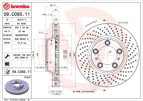 09.C093.11 BREMBO Тормозной диск (фото 1)