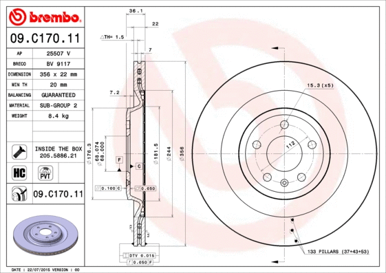 09.C170.11 BREMBO Тормозной диск (фото 1)