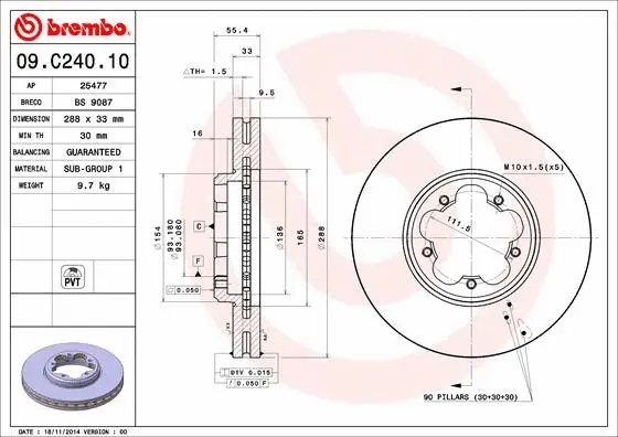 09.C240.10 BREMBO Тормозной диск (фото 1)