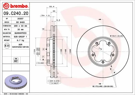 09.C240.20 BREMBO Тормозной диск (фото 1)
