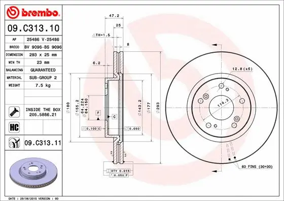 09.C313.11 BREMBO Тормозной диск (фото 1)